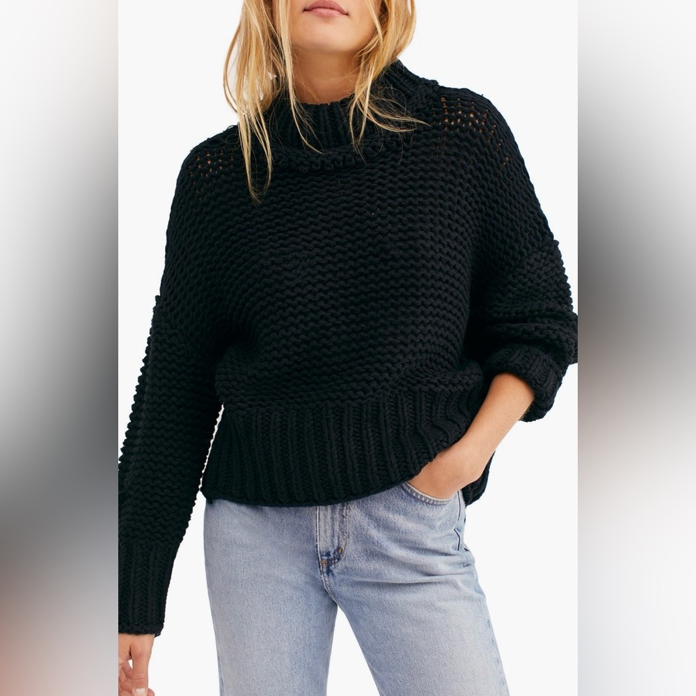 EUC Free People My Only Sunshine Black Chunky Sweater XS